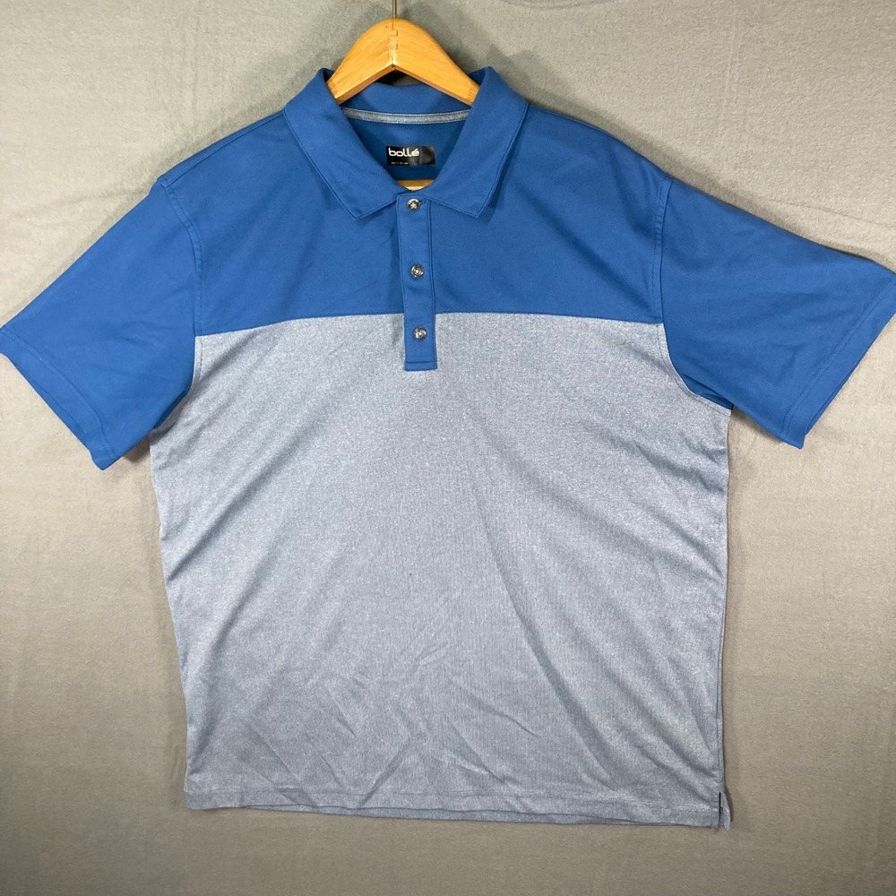 Bolle Golf Polo Shirt Mens XL Blue Gray Performance Athletic Polo‎